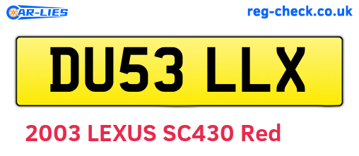 DU53LLX are the vehicle registration plates.