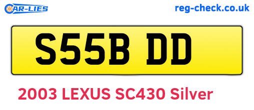 S55BDD are the vehicle registration plates.