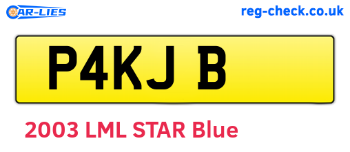 P4KJB are the vehicle registration plates.