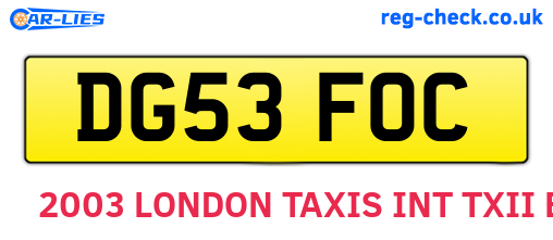 DG53FOC are the vehicle registration plates.