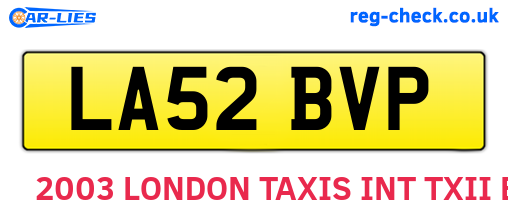 LA52BVP are the vehicle registration plates.