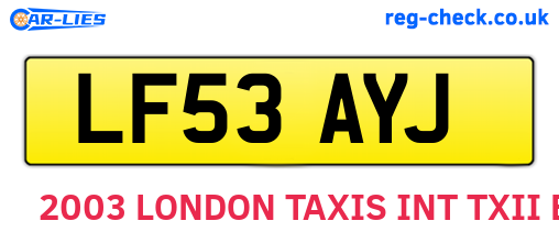 LF53AYJ are the vehicle registration plates.