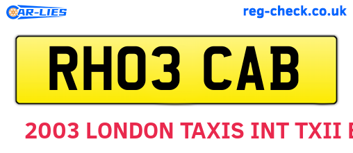 RH03CAB are the vehicle registration plates.