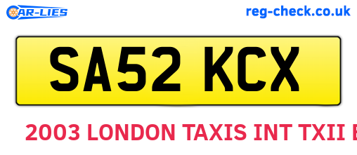 SA52KCX are the vehicle registration plates.
