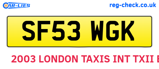 SF53WGK are the vehicle registration plates.