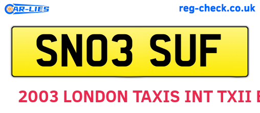 SN03SUF are the vehicle registration plates.