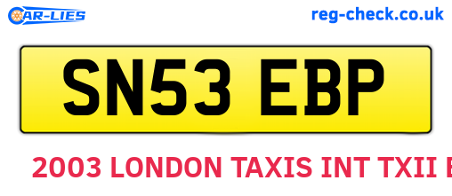 SN53EBP are the vehicle registration plates.