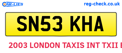 SN53KHA are the vehicle registration plates.