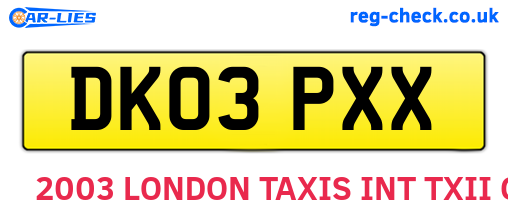 DK03PXX are the vehicle registration plates.