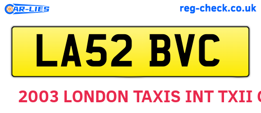LA52BVC are the vehicle registration plates.