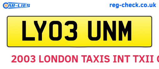 LY03UNM are the vehicle registration plates.