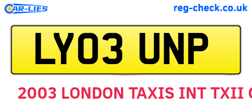 LY03UNP are the vehicle registration plates.