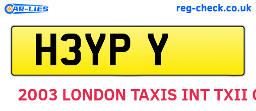 H3YPY are the vehicle registration plates.