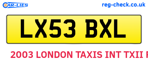 LX53BXL are the vehicle registration plates.