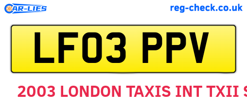 LF03PPV are the vehicle registration plates.
