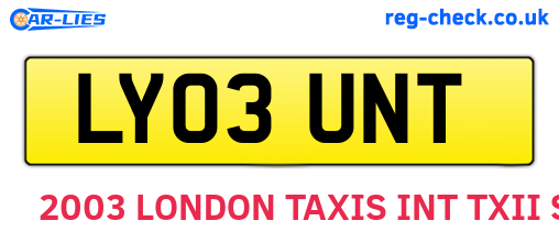 LY03UNT are the vehicle registration plates.