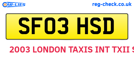 SF03HSD are the vehicle registration plates.