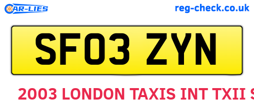 SF03ZYN are the vehicle registration plates.