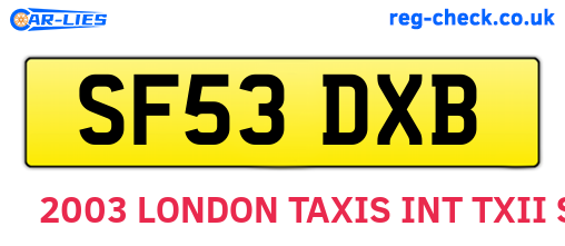 SF53DXB are the vehicle registration plates.