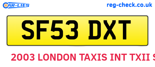 SF53DXT are the vehicle registration plates.