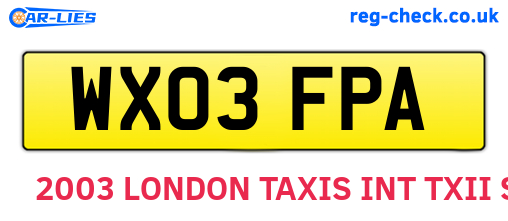 WX03FPA are the vehicle registration plates.