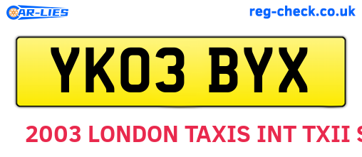 YK03BYX are the vehicle registration plates.