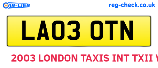 LA03OTN are the vehicle registration plates.