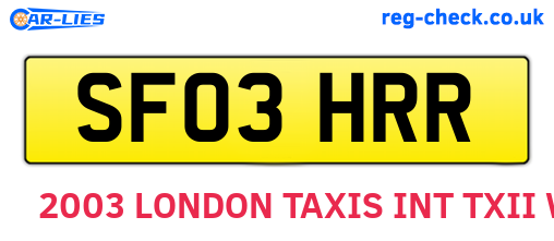 SF03HRR are the vehicle registration plates.