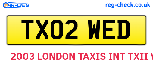 TX02WED are the vehicle registration plates.