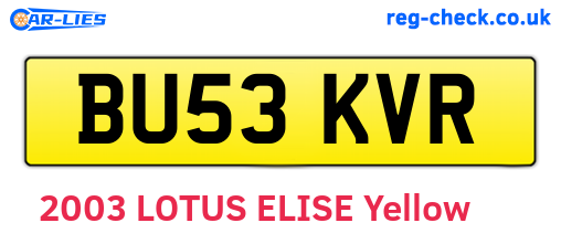 BU53KVR are the vehicle registration plates.