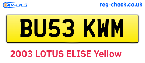 BU53KWM are the vehicle registration plates.