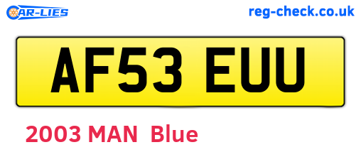 AF53EUU are the vehicle registration plates.