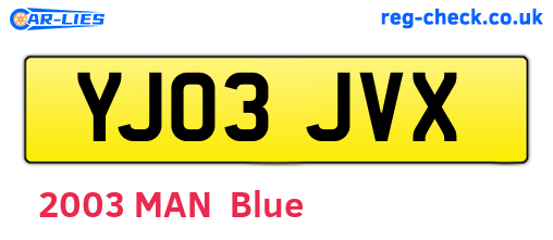 YJ03JVX are the vehicle registration plates.