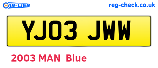 YJ03JWW are the vehicle registration plates.