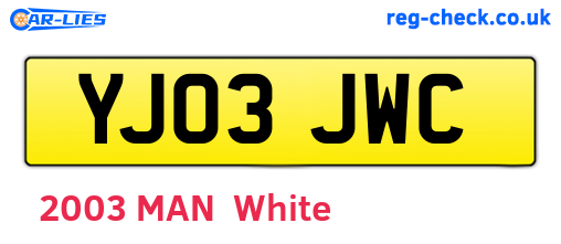 YJ03JWC are the vehicle registration plates.