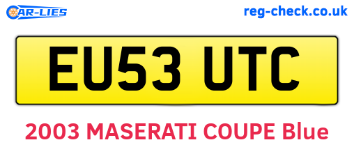 EU53UTC are the vehicle registration plates.