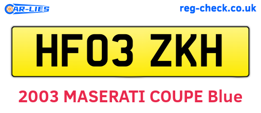 HF03ZKH are the vehicle registration plates.