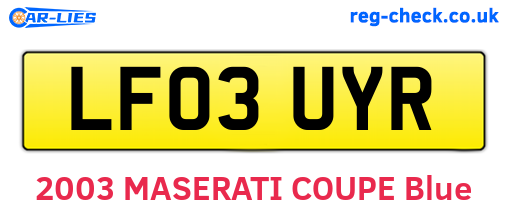 LF03UYR are the vehicle registration plates.