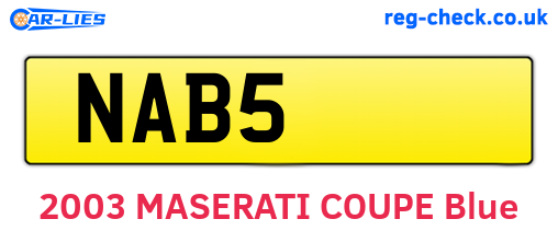 NAB5 are the vehicle registration plates.