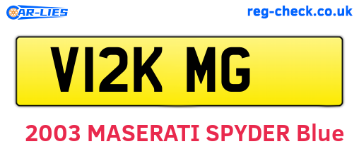 V12KMG are the vehicle registration plates.