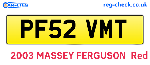 PF52VMT are the vehicle registration plates.