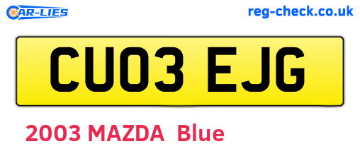 CU03EJG are the vehicle registration plates.