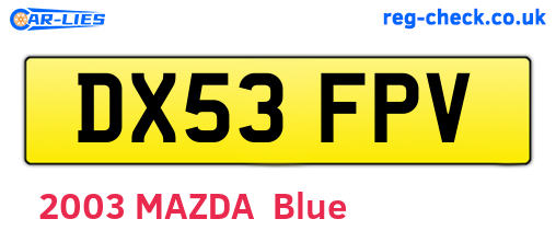 DX53FPV are the vehicle registration plates.