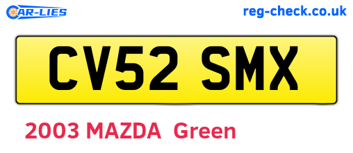 CV52SMX are the vehicle registration plates.