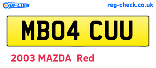 MB04CUU are the vehicle registration plates.