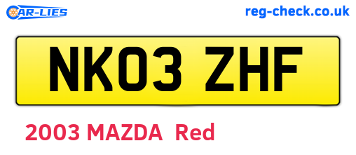 NK03ZHF are the vehicle registration plates.