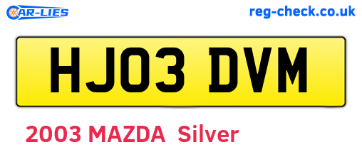 HJ03DVM are the vehicle registration plates.