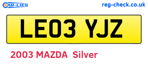 LE03YJZ are the vehicle registration plates.