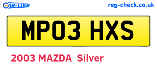 MP03HXS are the vehicle registration plates.