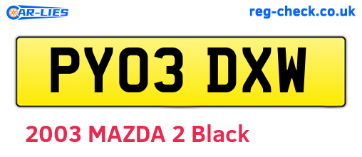 PY03DXW are the vehicle registration plates.